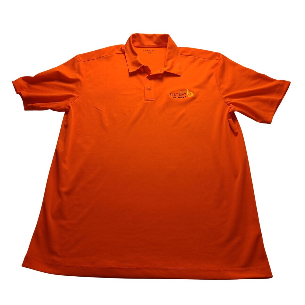 Port Authority Men's 2XLT Orange Polo Shirt Big Systems Logo Tall Short Sleeve